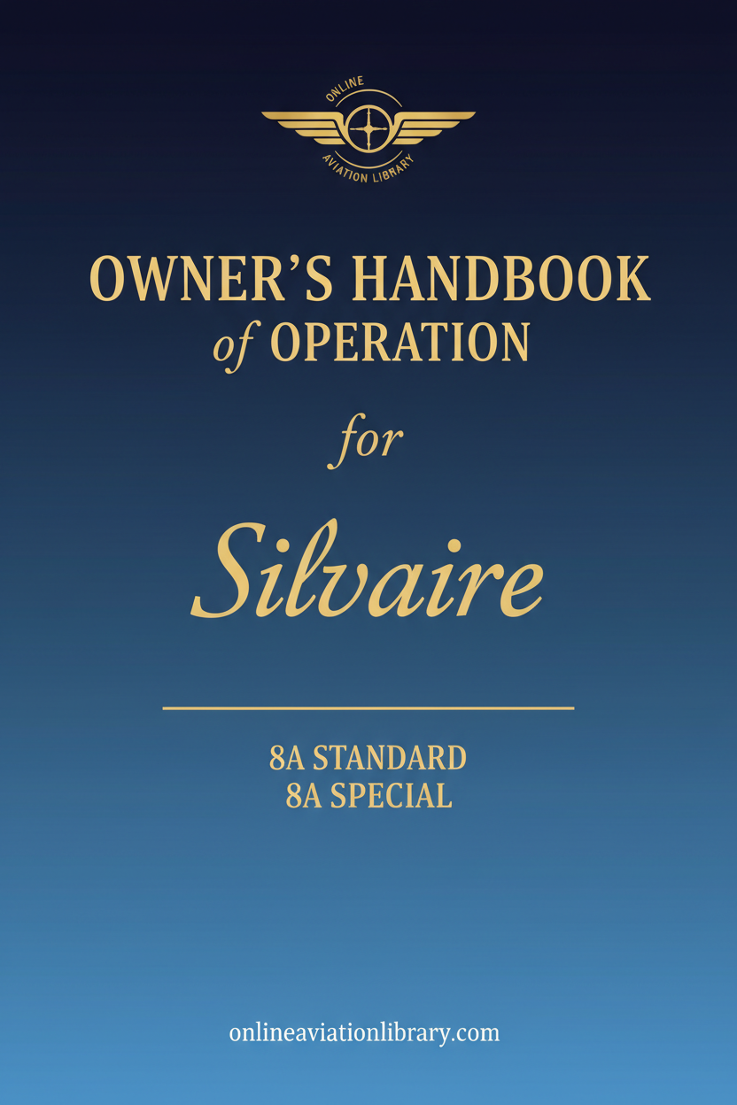 Luscombe Silvaire 8A Owner's Handbook Standard Cover Page
