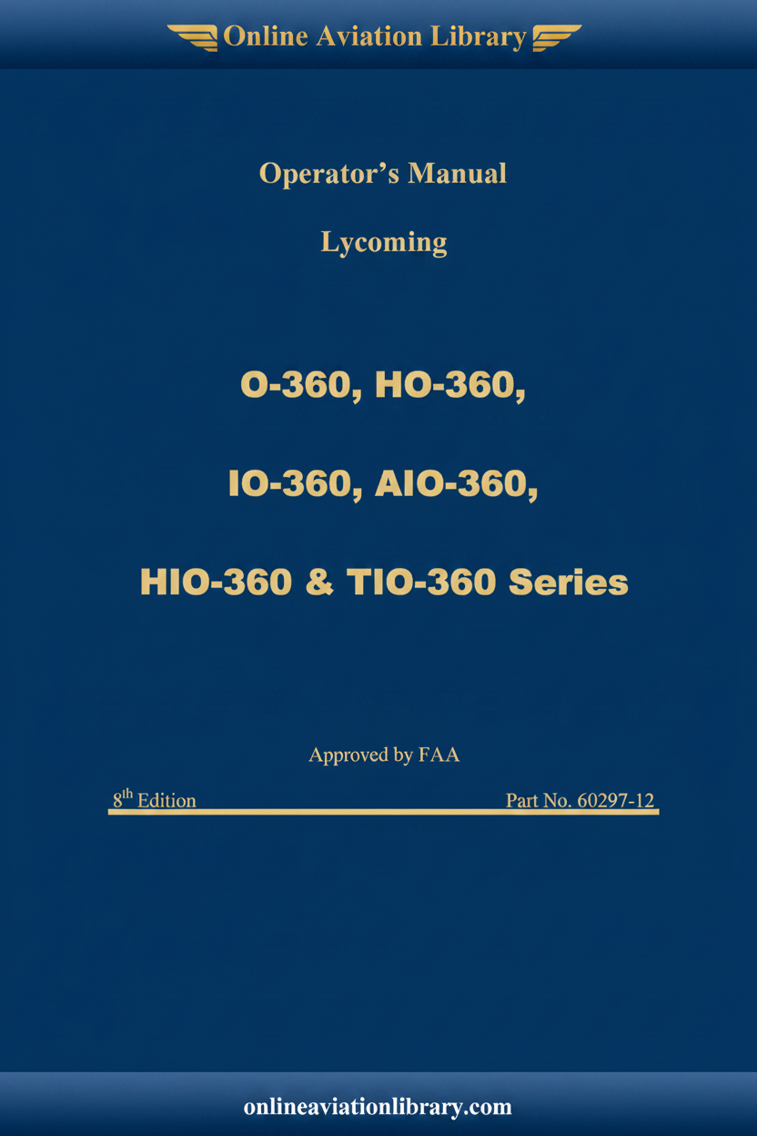 Lycoming O-360 IO-360 Operator's Manual Cover