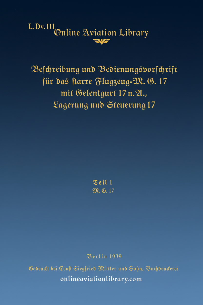 M.G. 17 Aircraft Machine Gun Manual Part 1 Cover Page
