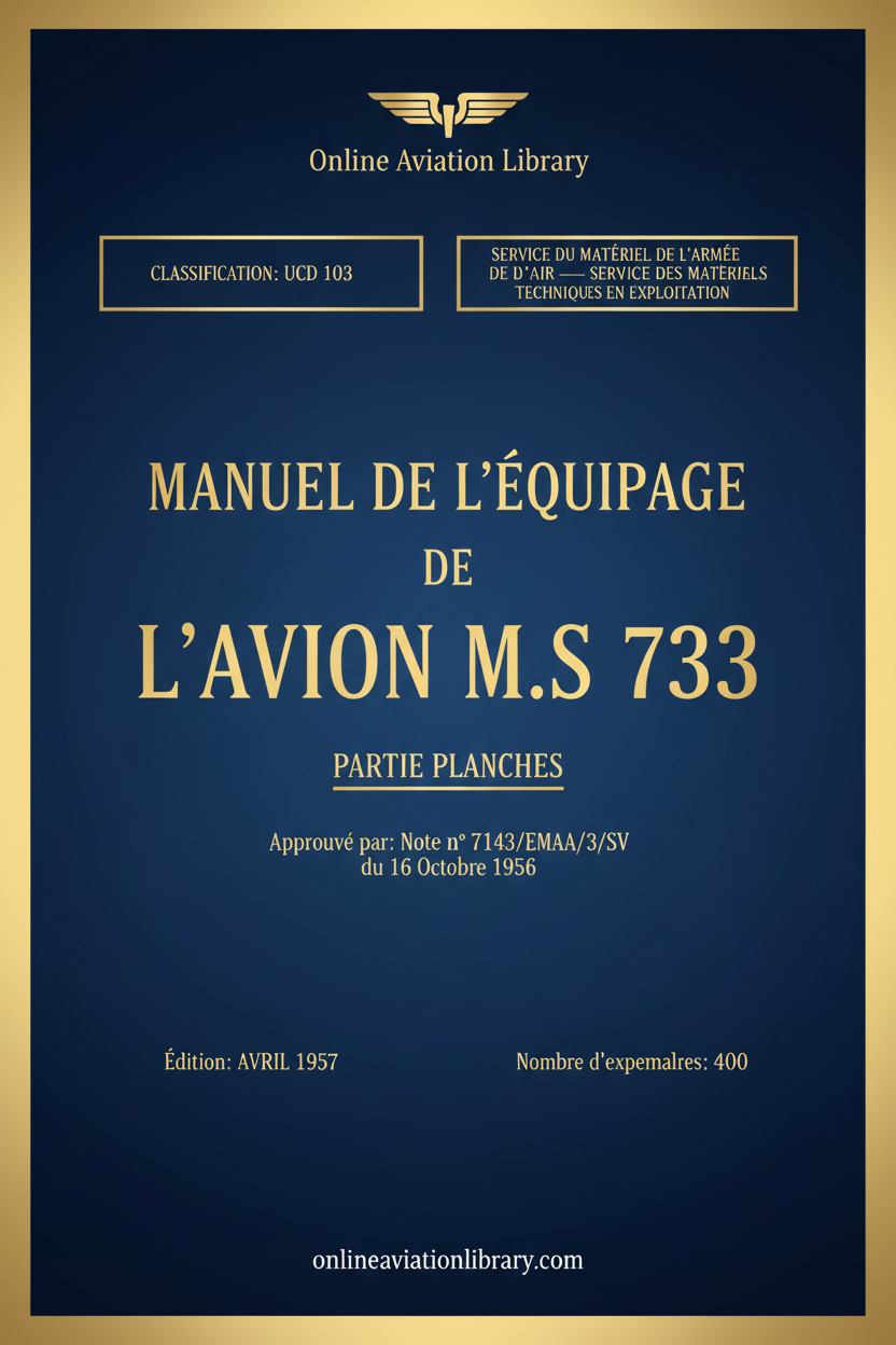 M.S. 733 Equipment Manual Plates Standard Cover Page