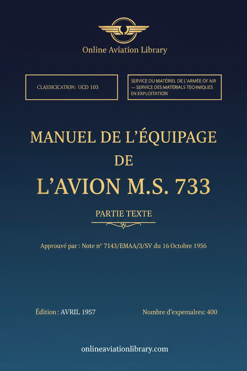 M.S. 733 Equipment Manual Standard Cover Page