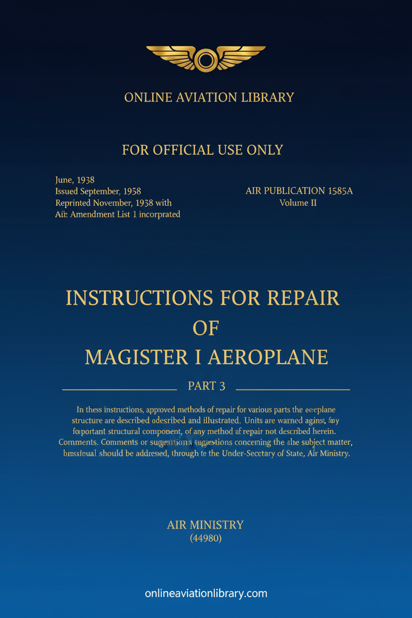 Magister I Repair Instructions Standard Cover Page