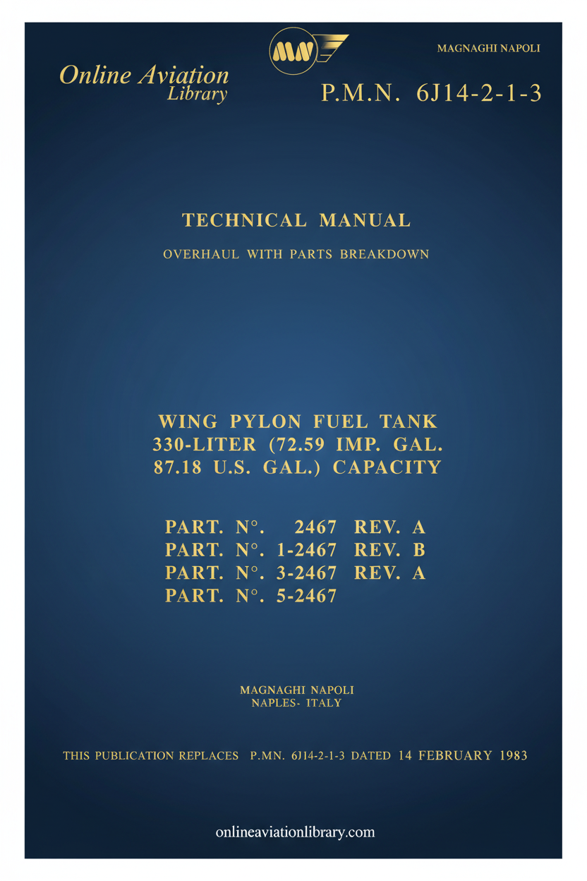 Magnaghi Napoli Wing Pylon Fuel Tank Technical Manual Cover Page