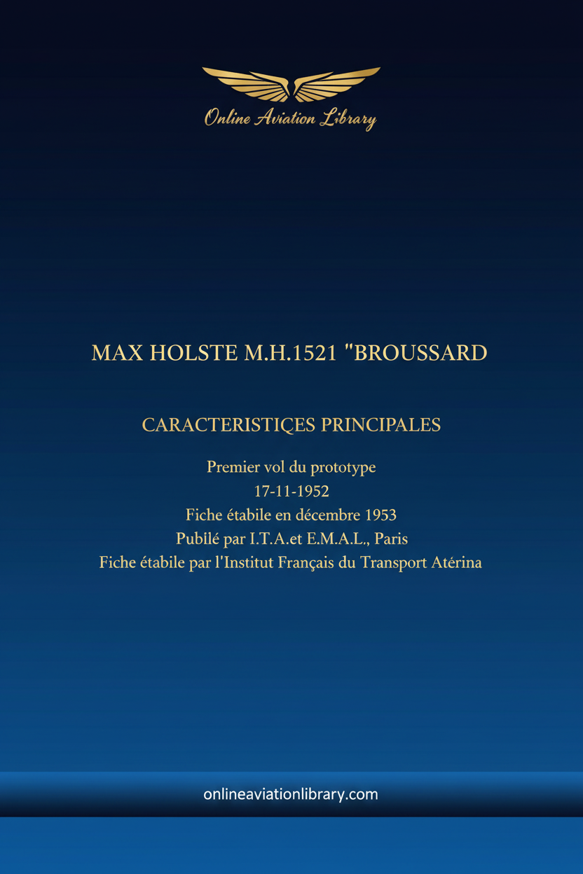 Max Holste MH.1521 Broussard Technical Specifications Standard Cover Page
