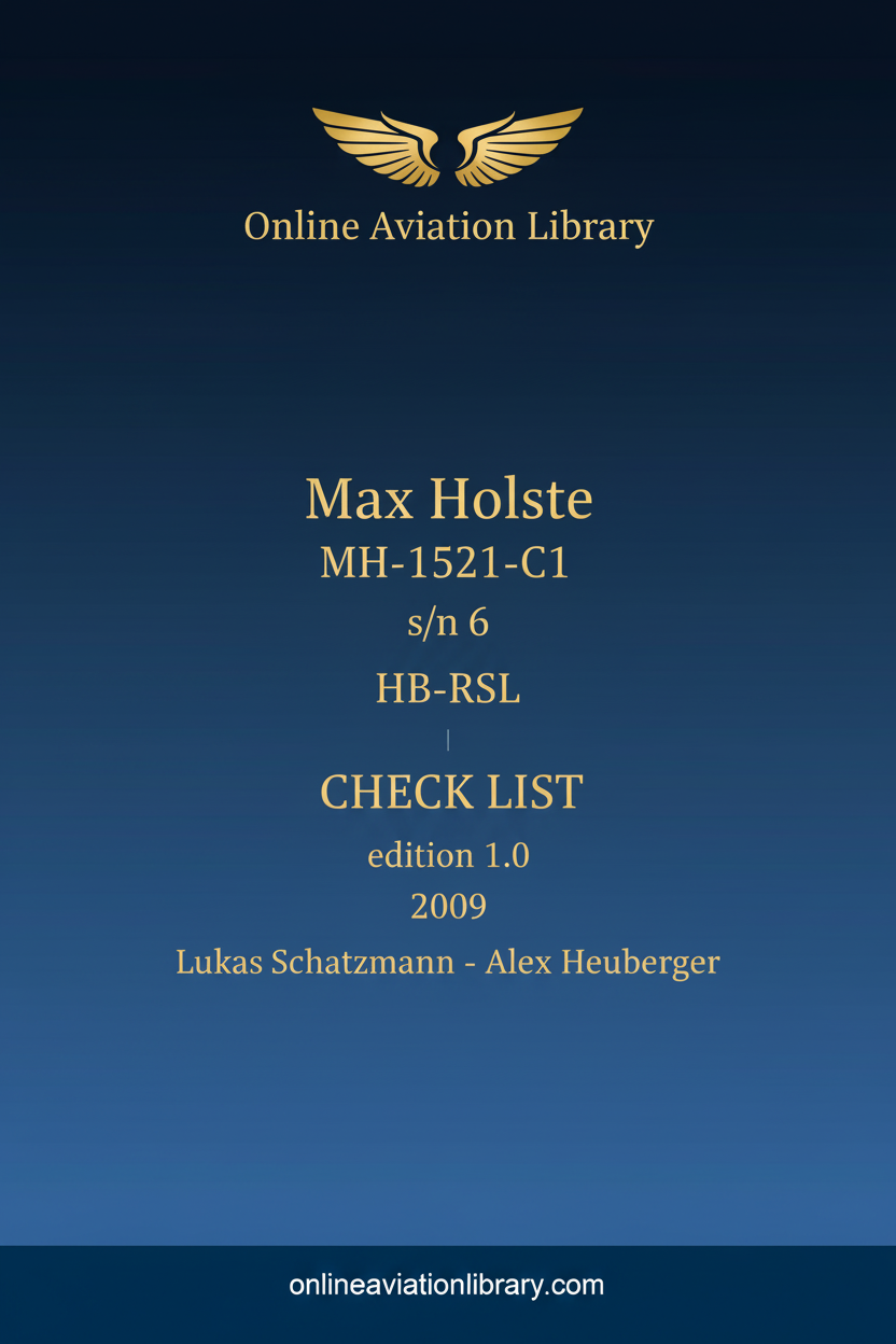 Max Holste MH-1521-C1 Checklist Standard Cover Page