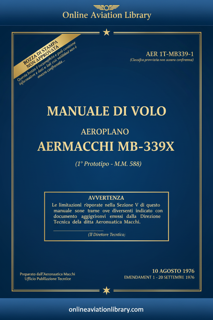 MB-339X Prototype Manuale di Volo 1976 - Cover Page 1 Blue
