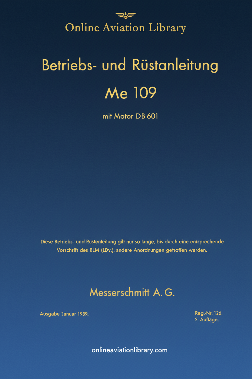 Me 109 Operating and Equipment Instructions Cover
