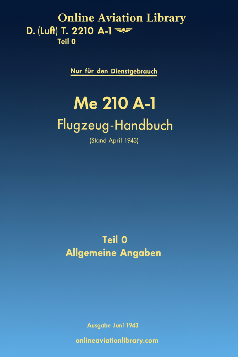 Me 210 A-1 Aircraft Handbook Part 0 Cover Page