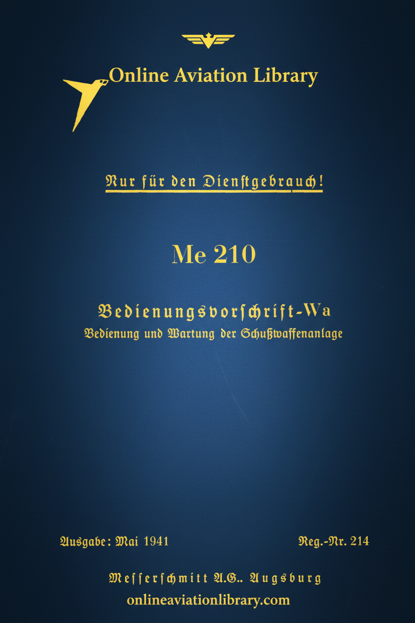 Me 210 Weapons Operating Instructions Cover Page