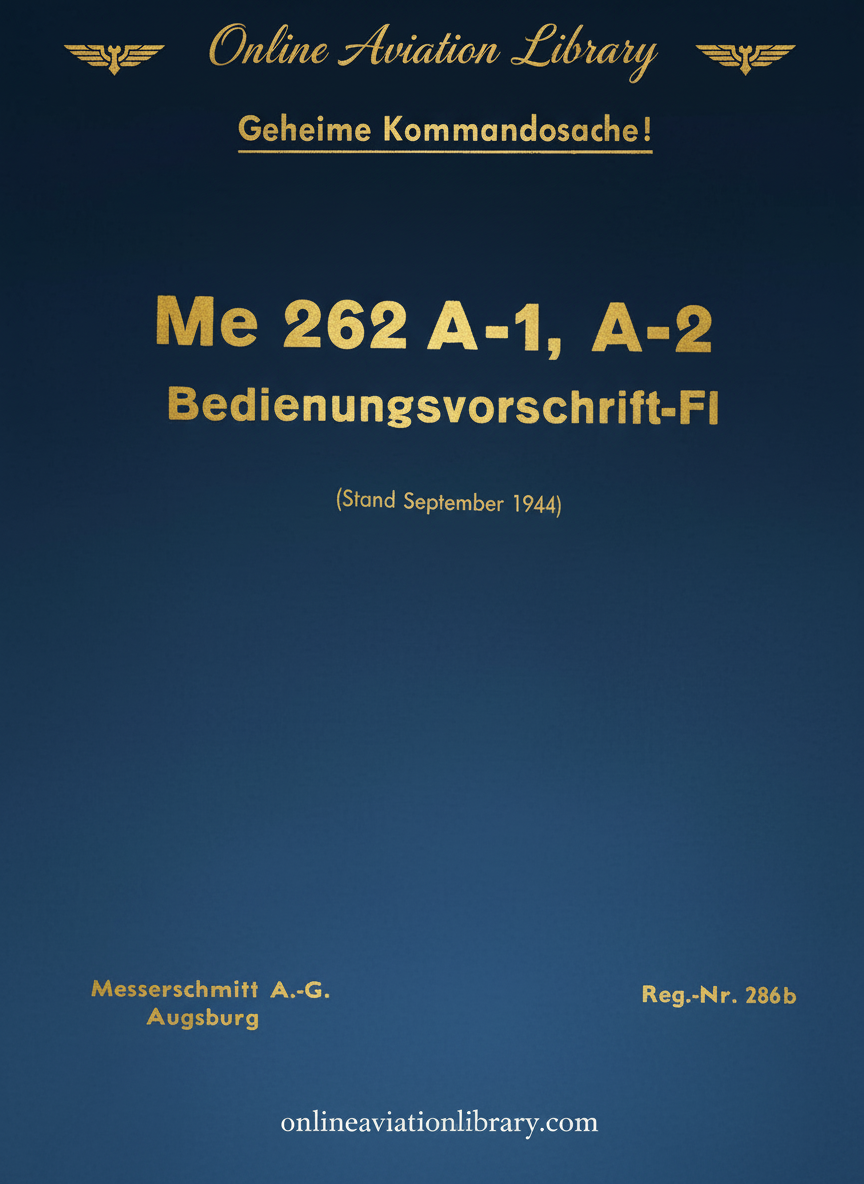 Me 262 A-1, A-2 Bedienungsvorschrift-Fl Cover Page