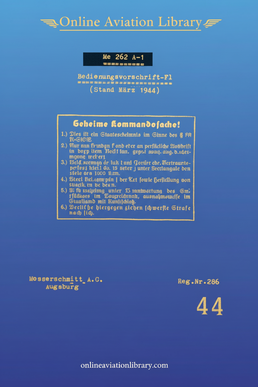 Me 262 A-1 Bedienungsvorschrift-Fl Cover Page