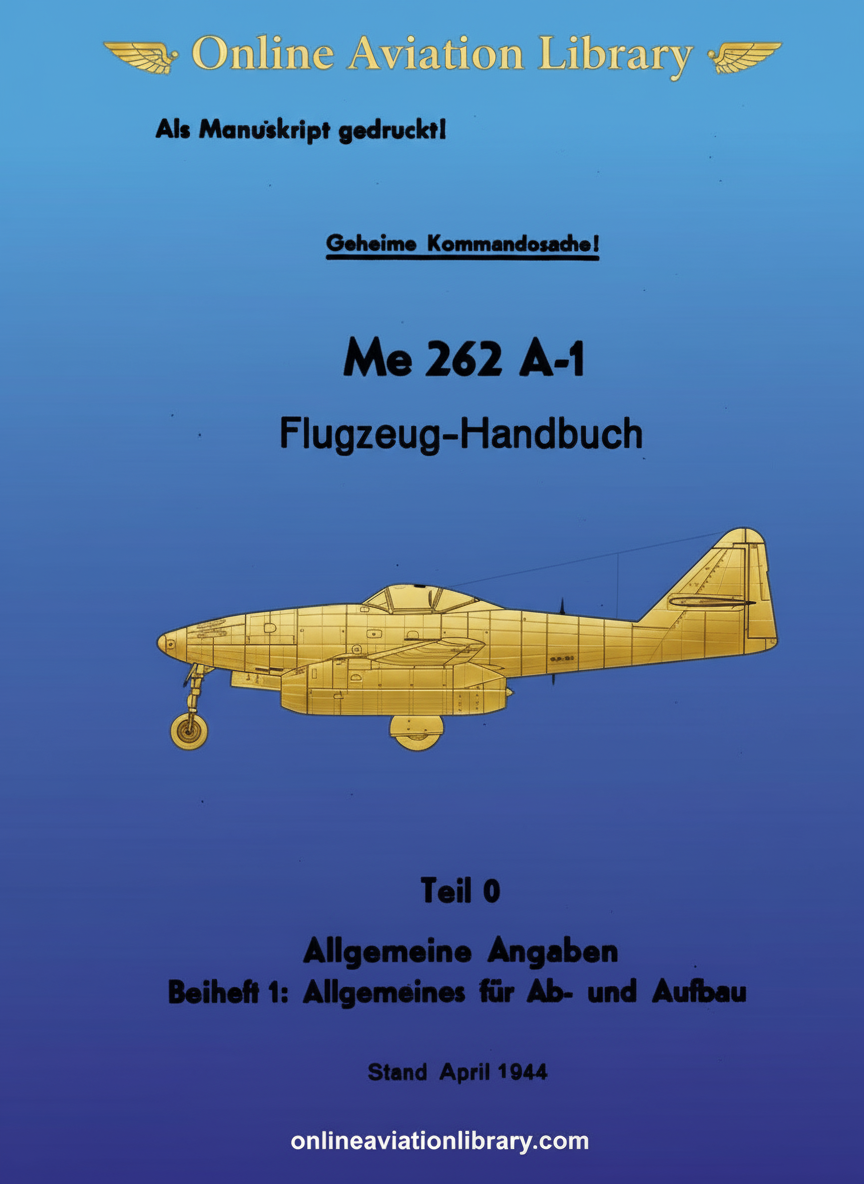 Me 262 A-1 Flugzeug-Handbuch Teil 0 Cover Page