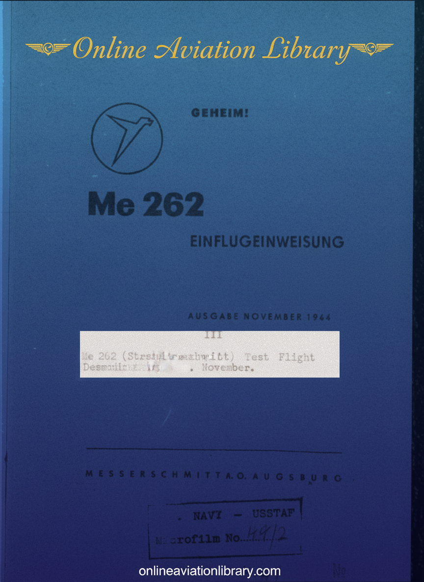 Me 262 Einflugeinweisung Cover Page