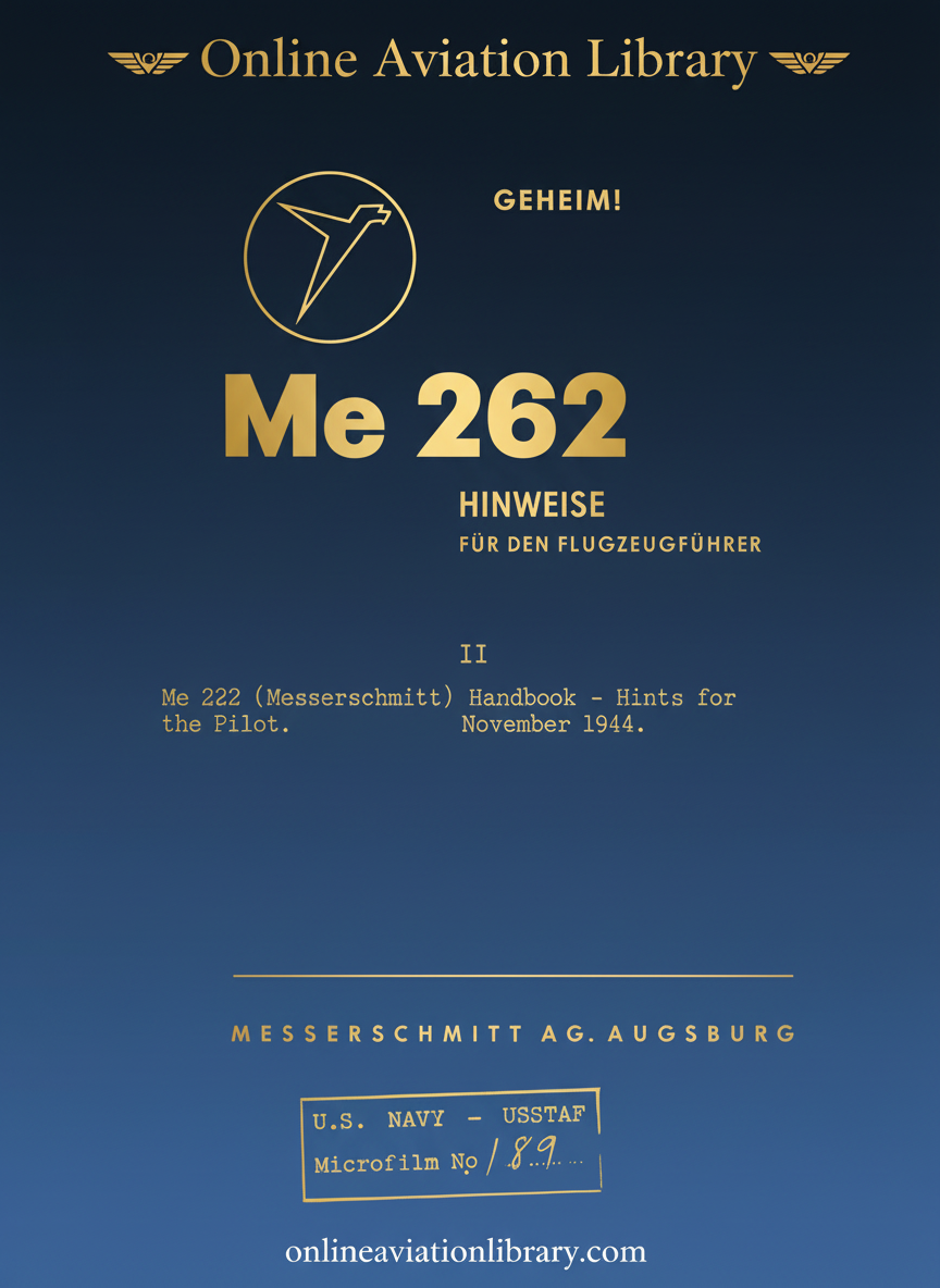 Me 262 Hinweise für den Flugzeugführer Cover Page