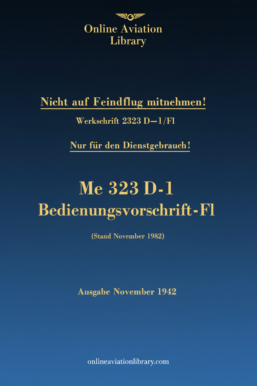 Me 323 D-1 Operating Instructions Cover Page