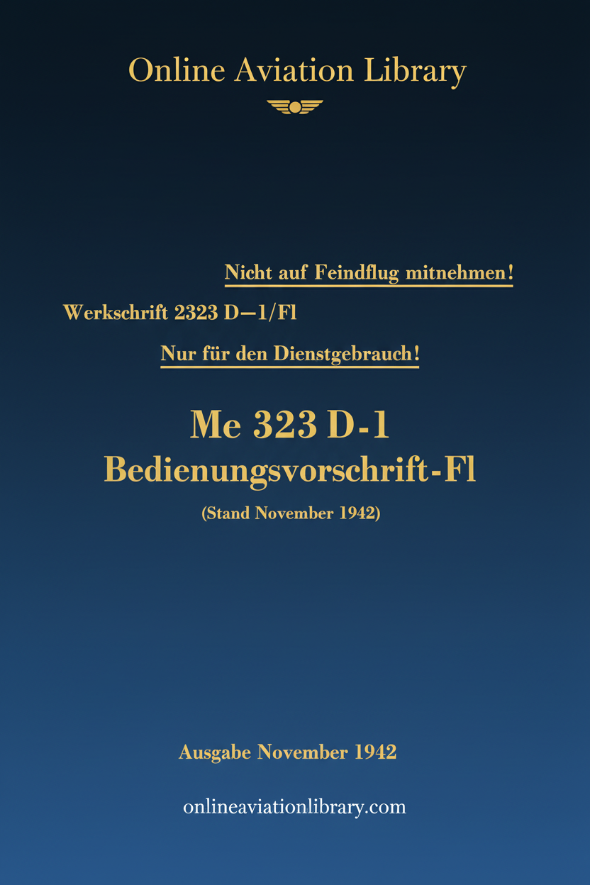 Me 323 D-1 Operating Instructions Cover Page