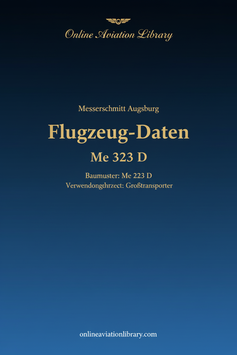Me 323 D Aircraft Data Cover Page