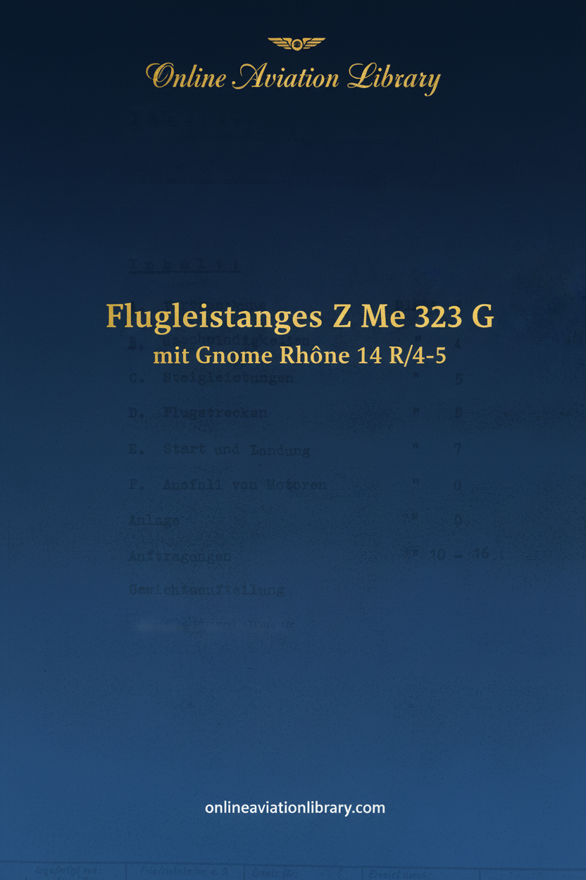 Me 323 G Flight Performance Sheets Cover Page