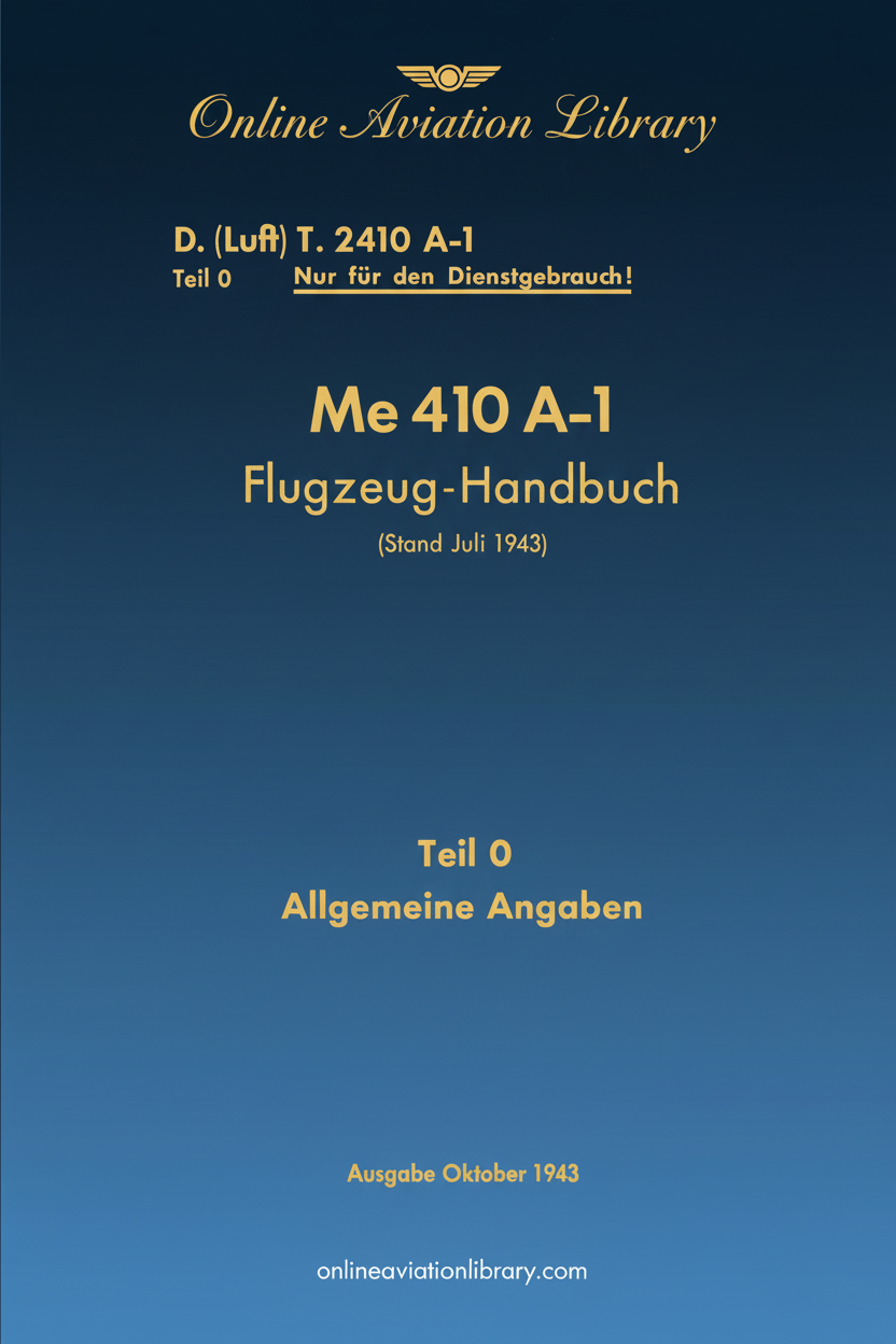 Me 410 A-1 Aircraft Handbook Part 0 Cover Page