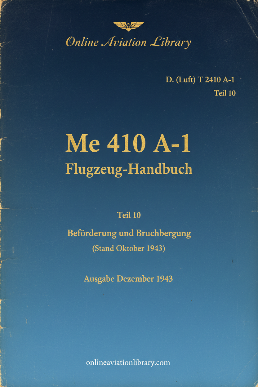 Me 410 A-1 Aircraft Handbook Part 10 Cover Page