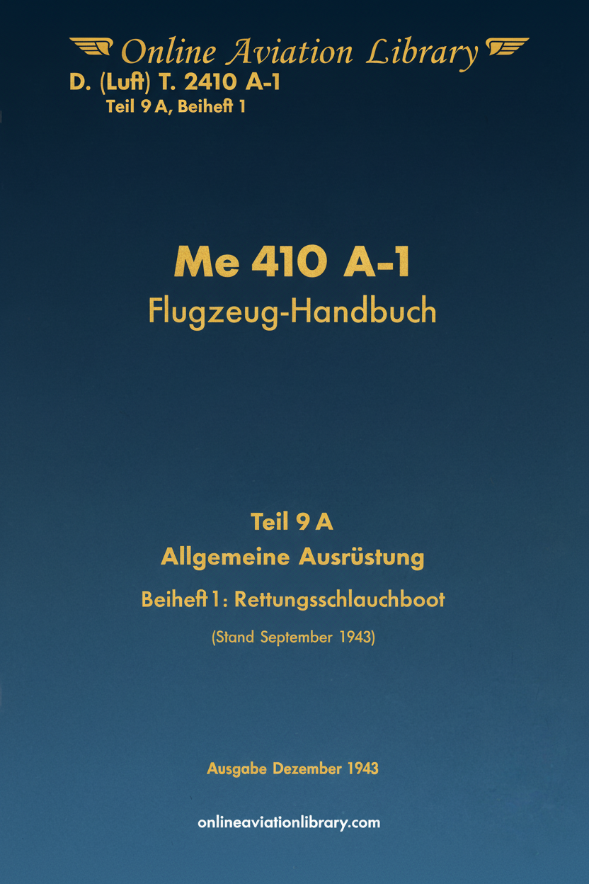 Me 410 A-1 Aircraft Handbook Part 9A Cover Page