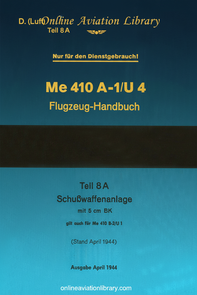 Me 410 A-1/U 4 Aircraft Handbook Part 8A Cover Page