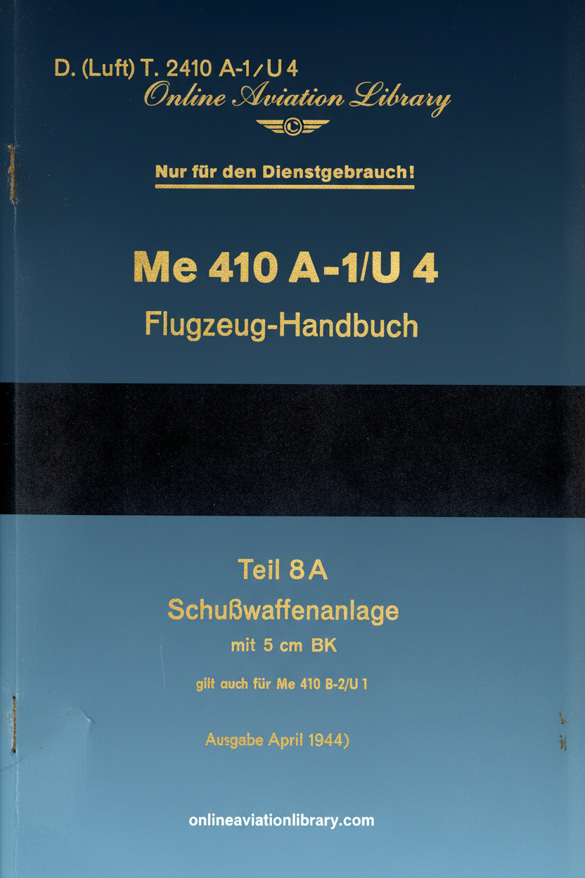 Me 410 A-1/U 4 Aircraft Handbook Part 8A Cover Page