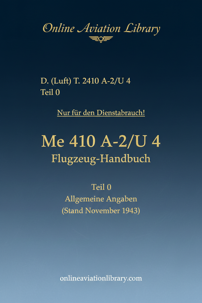 Me 410 A-2/U 4 Aircraft Handbook Part 0 Cover Page
