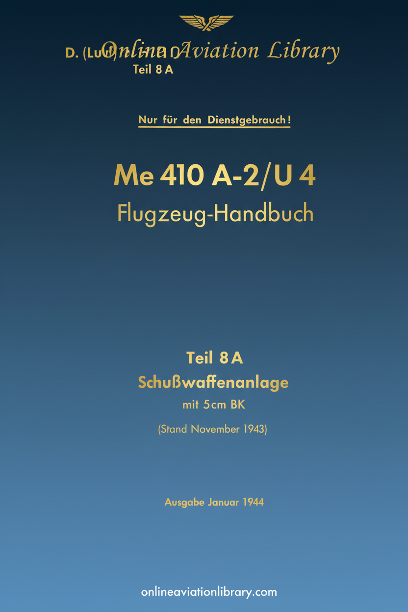 Me 410 A-2/U 4 Aircraft Handbook Part 8A Cover Page