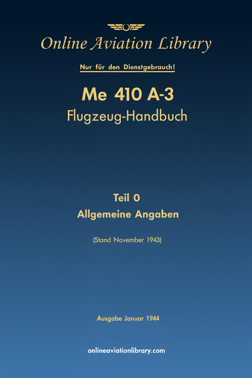 Me 410 A-3 Aircraft Handbook Part 0 Cover Page