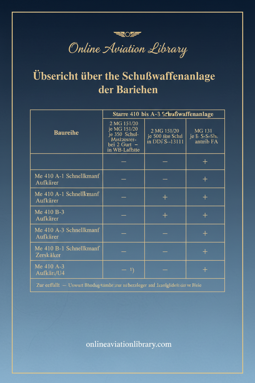 Me 410 Armament Configuration Overview Cover Page