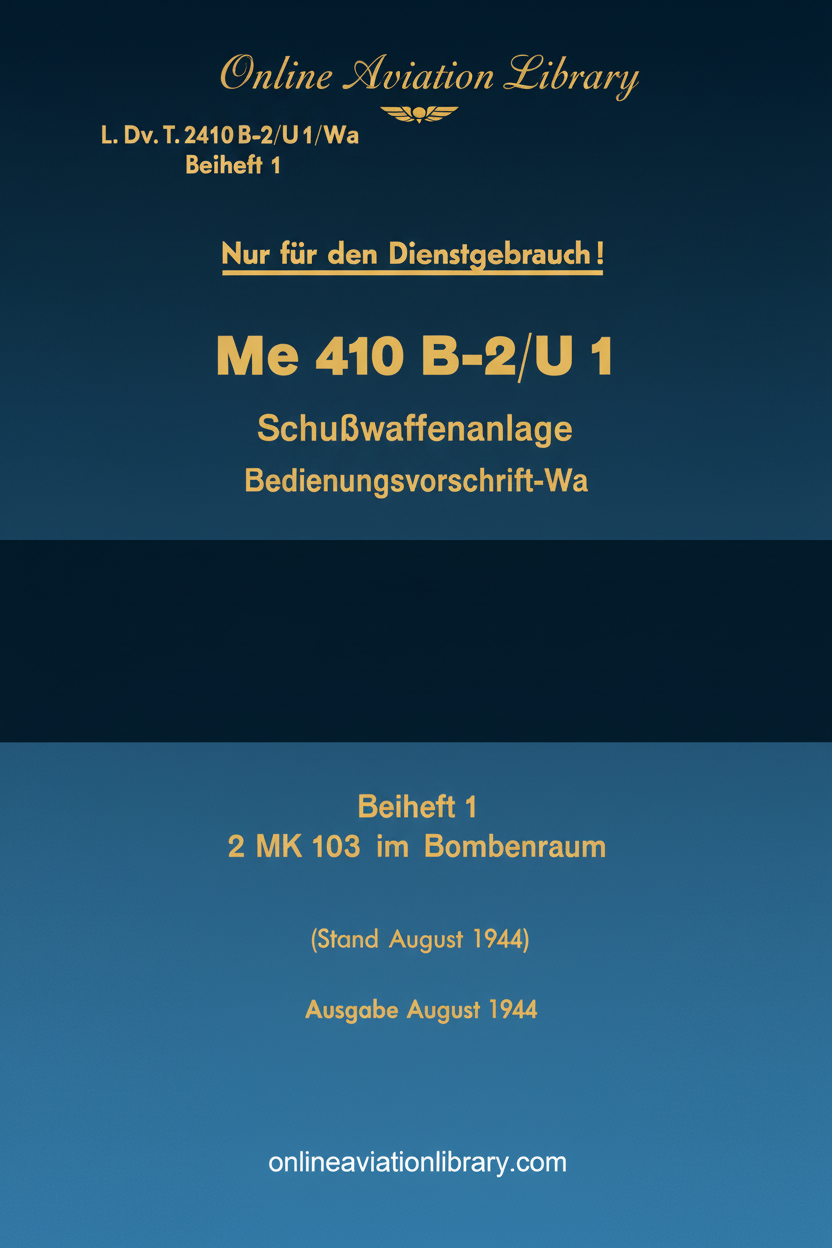 Me 410 B-2/U 1 Weapons Operating Instructions Cover Page