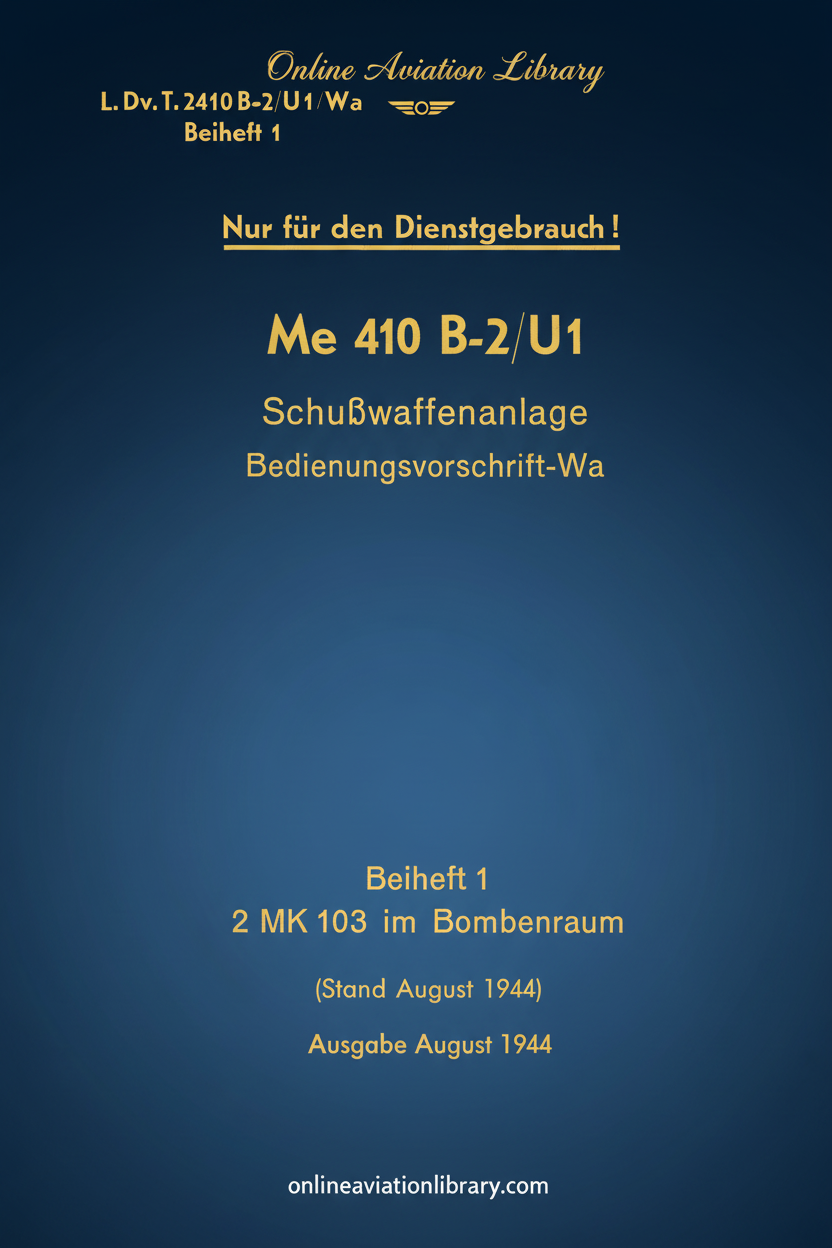 Me 410 B-2/U1 Weapons Operating Instructions Cover Page