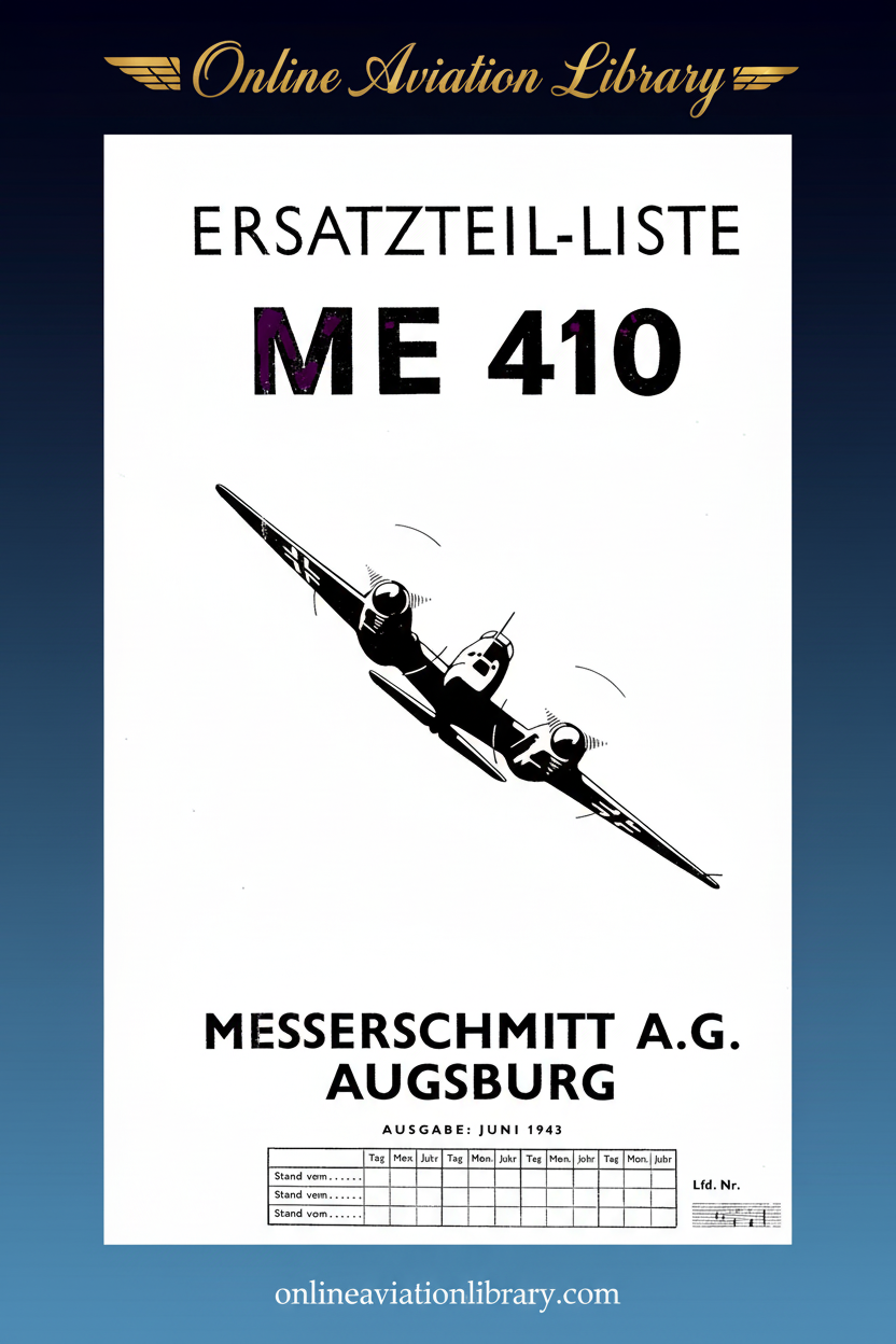 ME 410 Parts List Cover Page