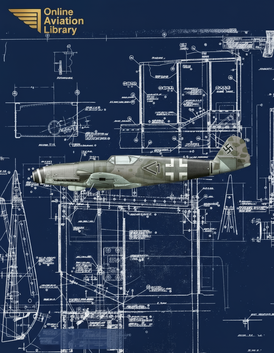 Messerschmitt Bf-109 G K Original Engineering Blueprints Banner - No Text