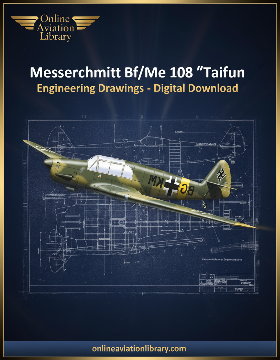 Messerschmitt Bf Me 108 Taifun Aircraft Blueprints Banner