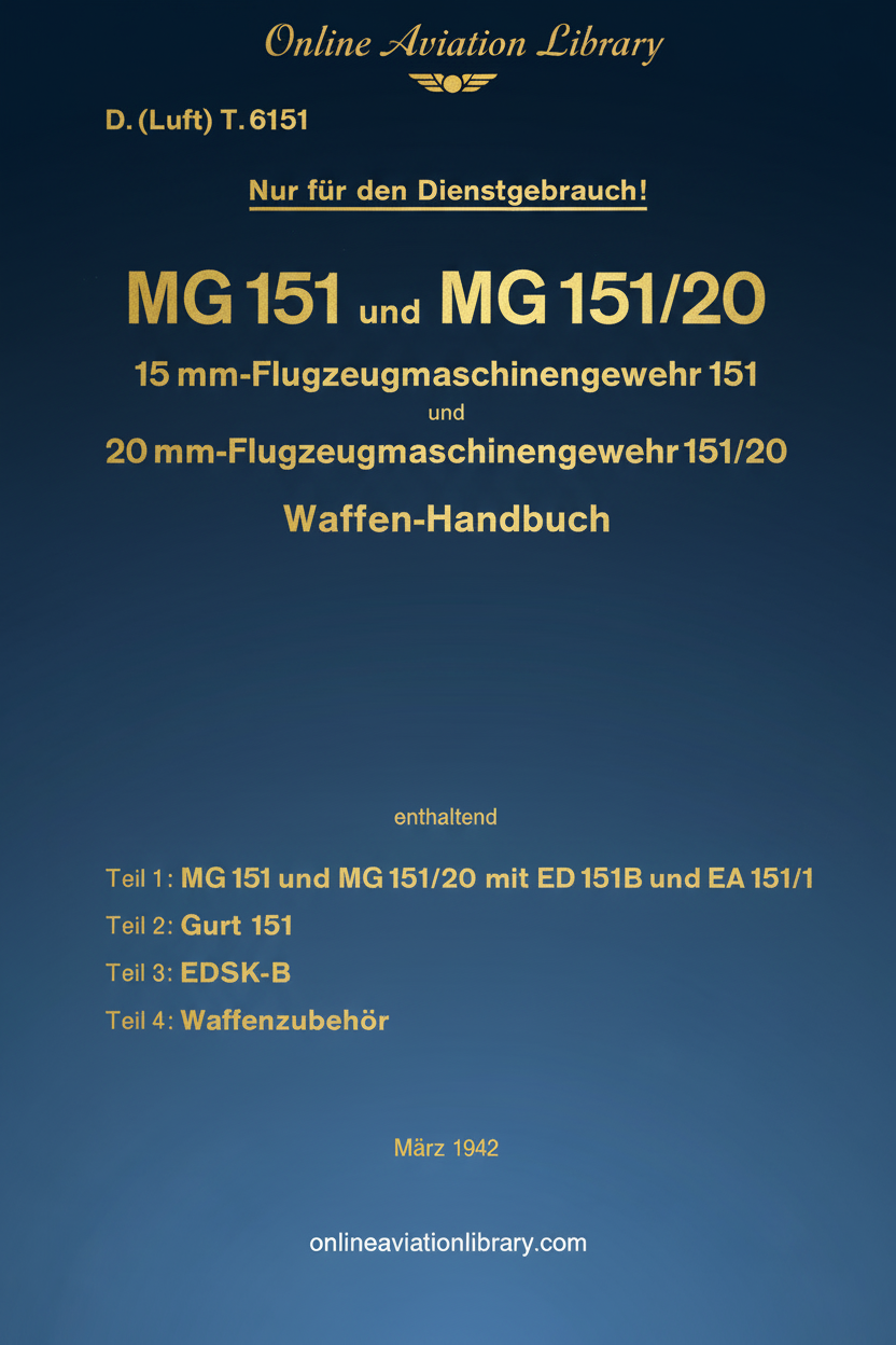 MG 151 and MG 151/20 Weapons Handbook Cover Page