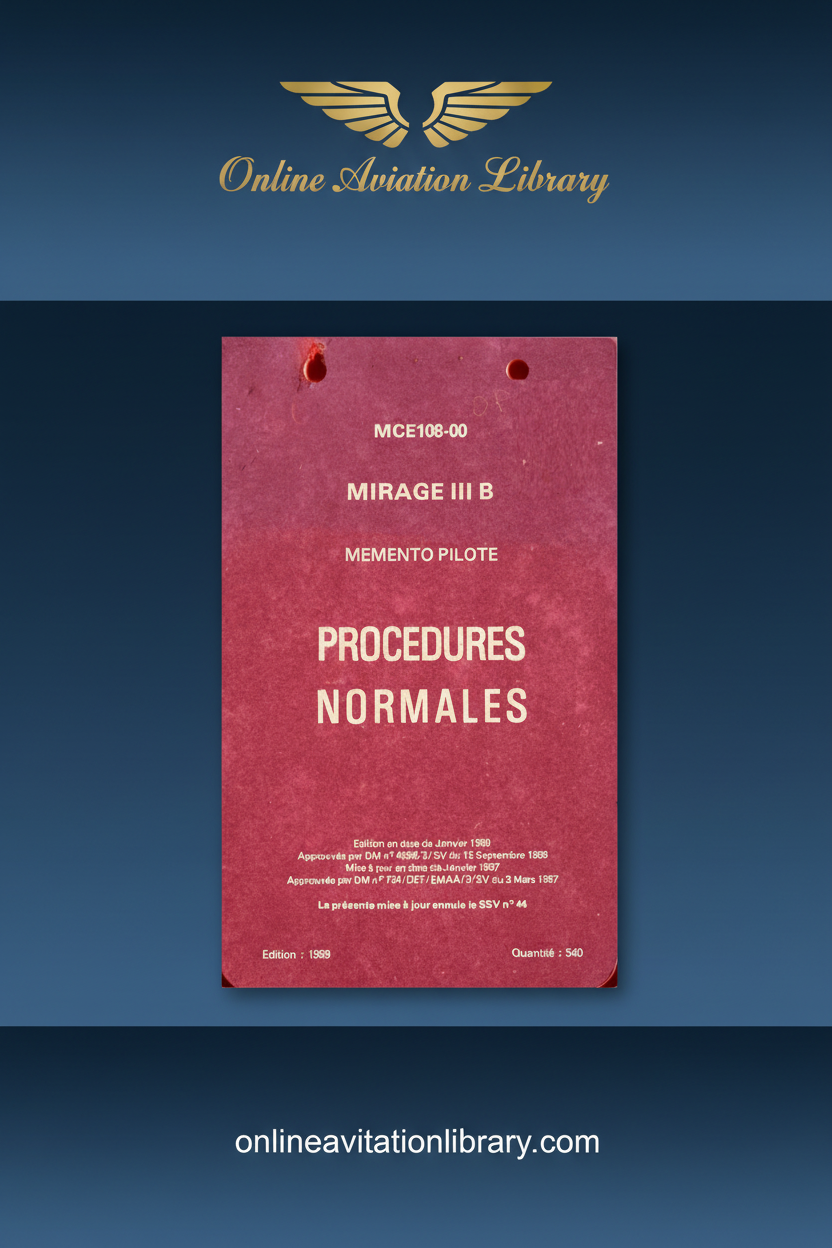 Mirage III B Normal Procedures Standard Cover Page 2