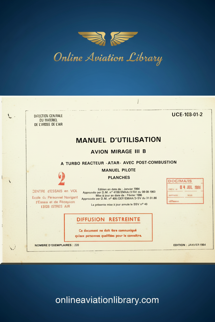 Mirage III B Pilot's Manual Planches Standard Cover Page 2
