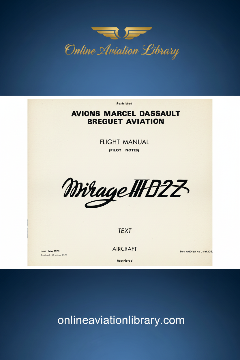 Mirage III D2Z Flight Manual Text Standard Cover Page 2