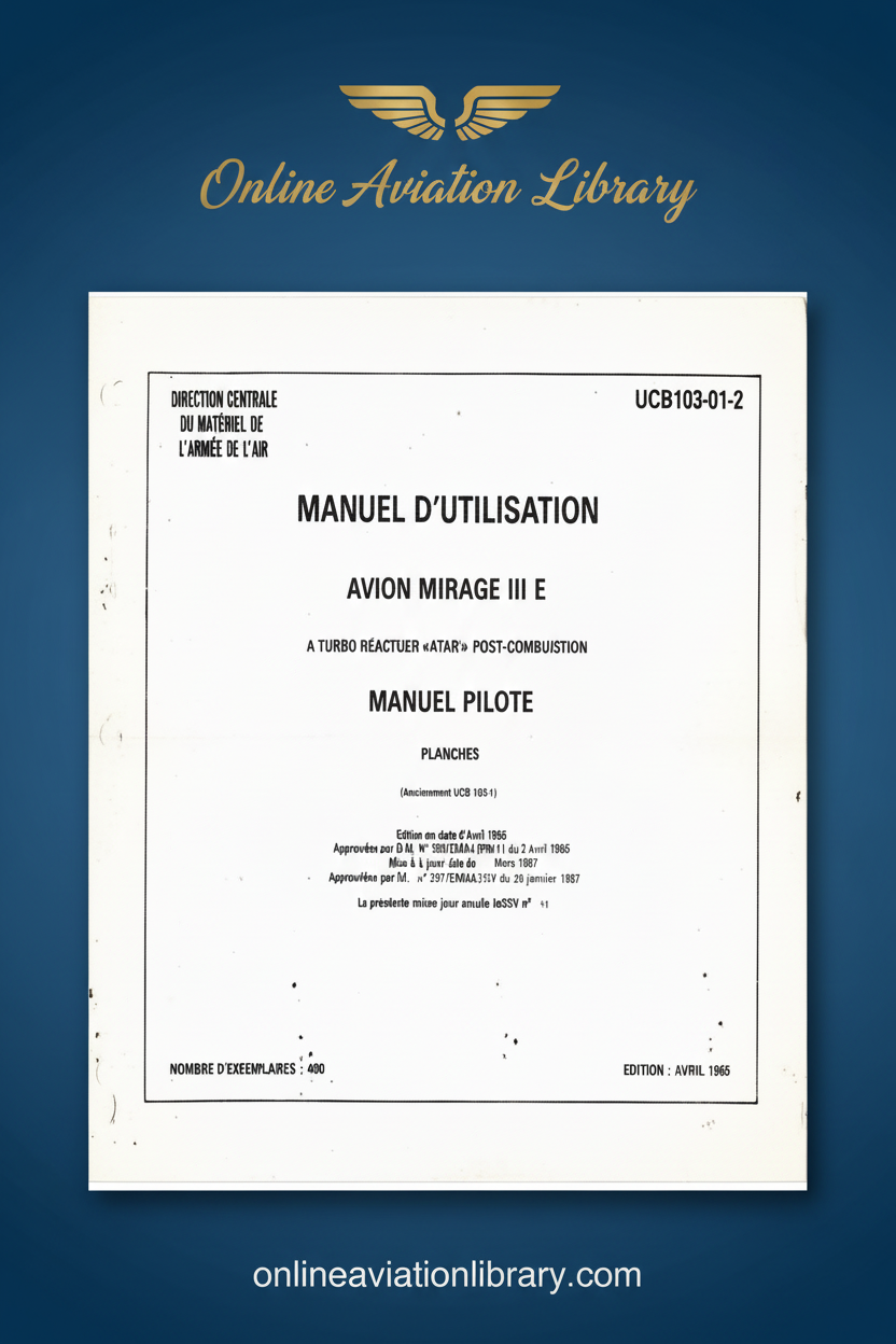 Mirage III E Pilot's Manual Planches Standard Cover Page 2