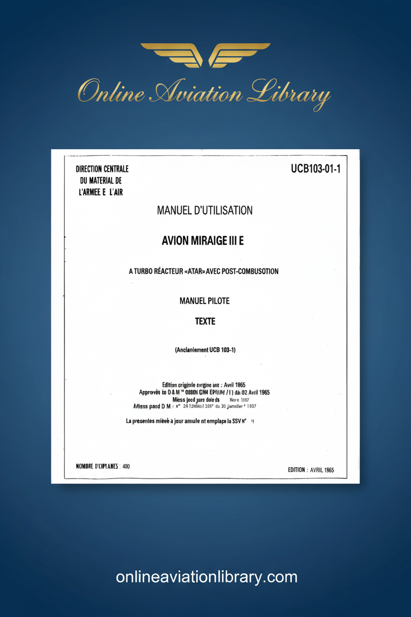 Mirage III E Pilot's Manual Text Standard Cover Page 2