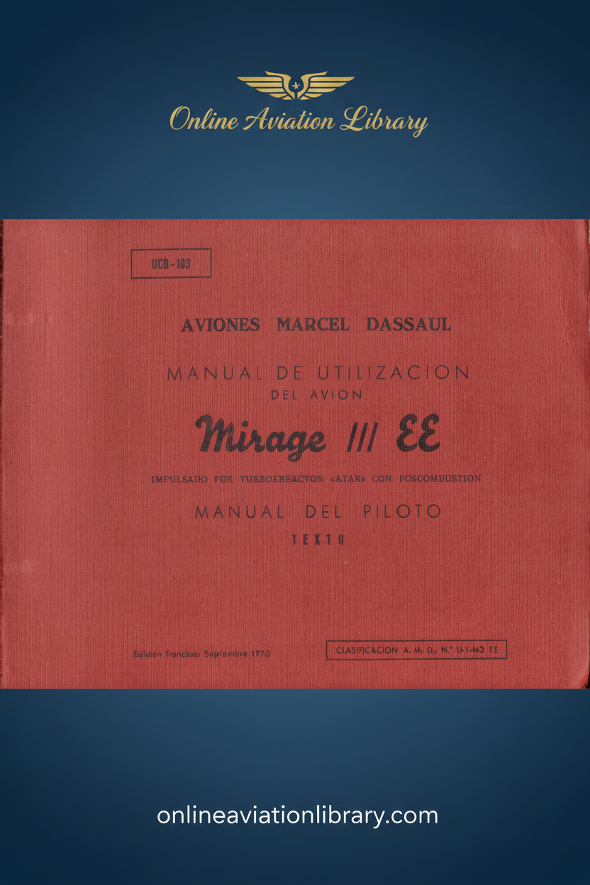 Mirage III EE Pilot's Manual Text Standard Cover Page 2