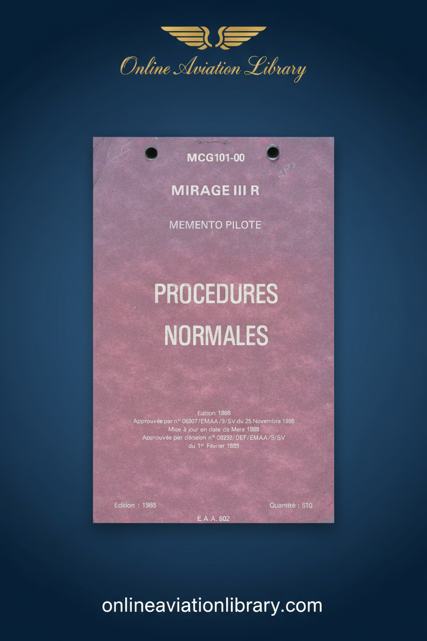 Mirage III R Normal Procedures Standard Cover Page 2