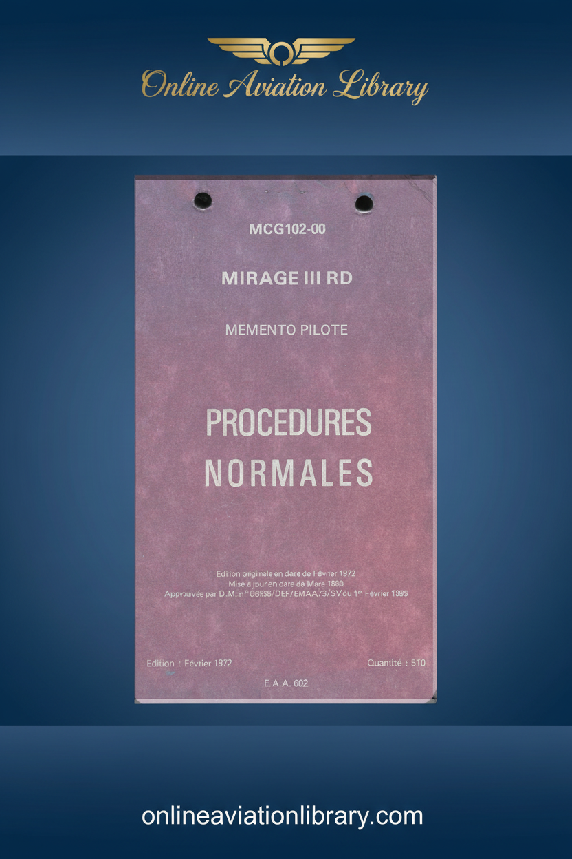 Mirage III RD Normal Procedures Standard Cover Page 2