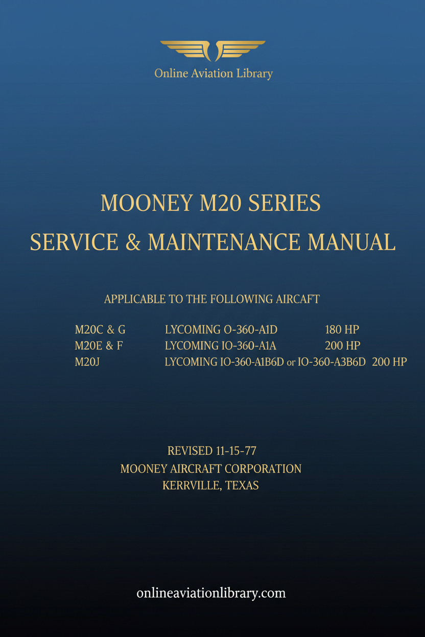 Mooney M20 Series Service & Maintenance Manual Standard Cover Page