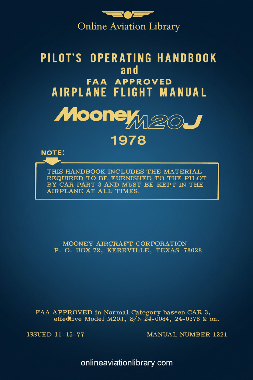 Mooney M20J 1978 Pilot's Operating Handbook Standard Cover Page