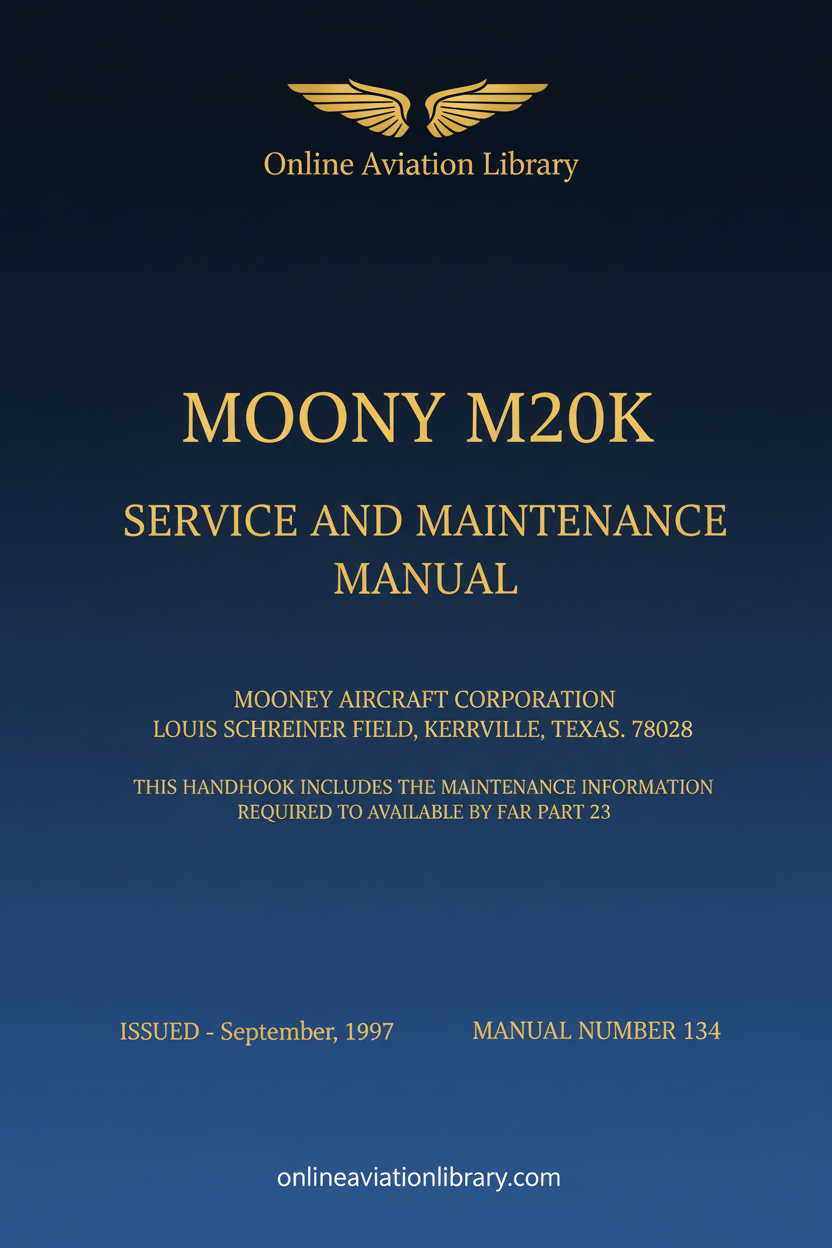 Mooney M20K Service and Maintenance Manual Standard Cover Page