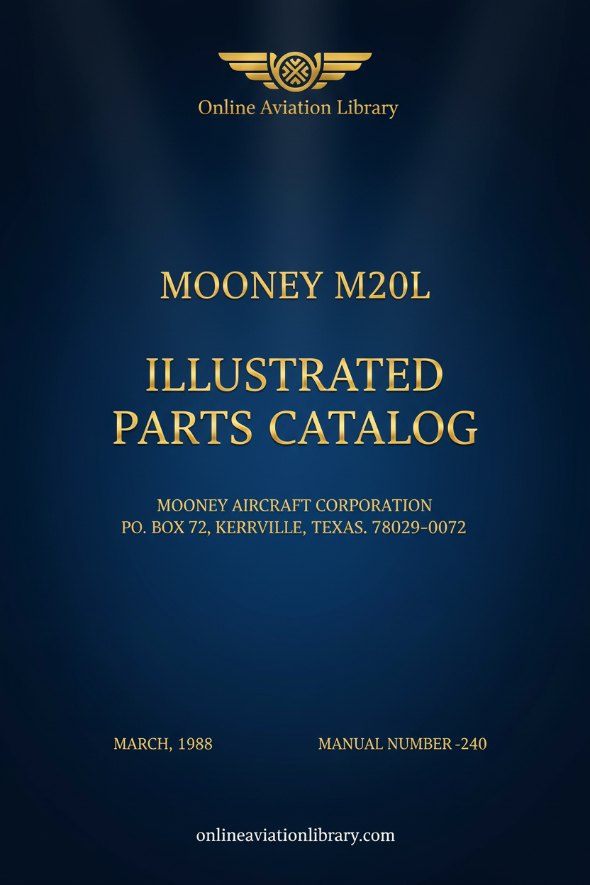 Mooney M20L Illustrated Parts Catalog Standard Cover Page