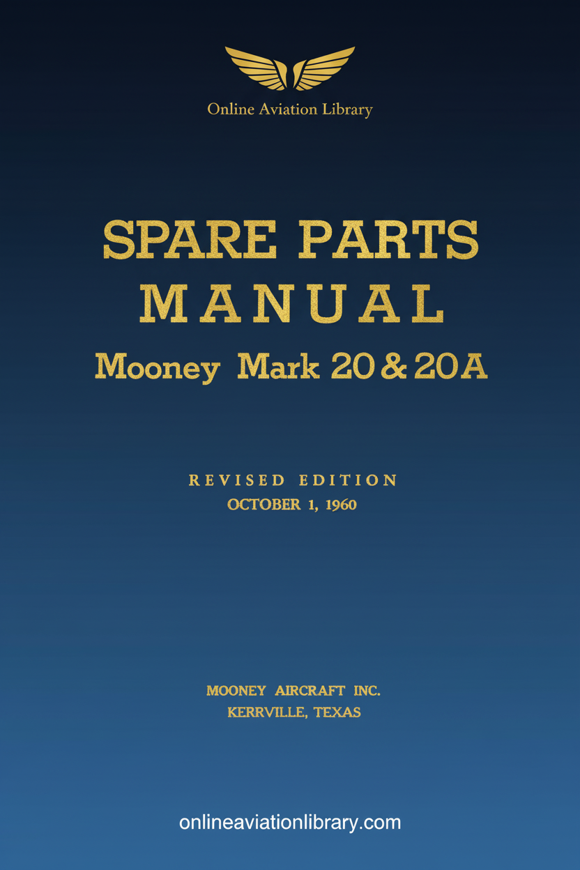 Mooney Mark 20 & 20A Spare Parts Manual Standard Cover Page
